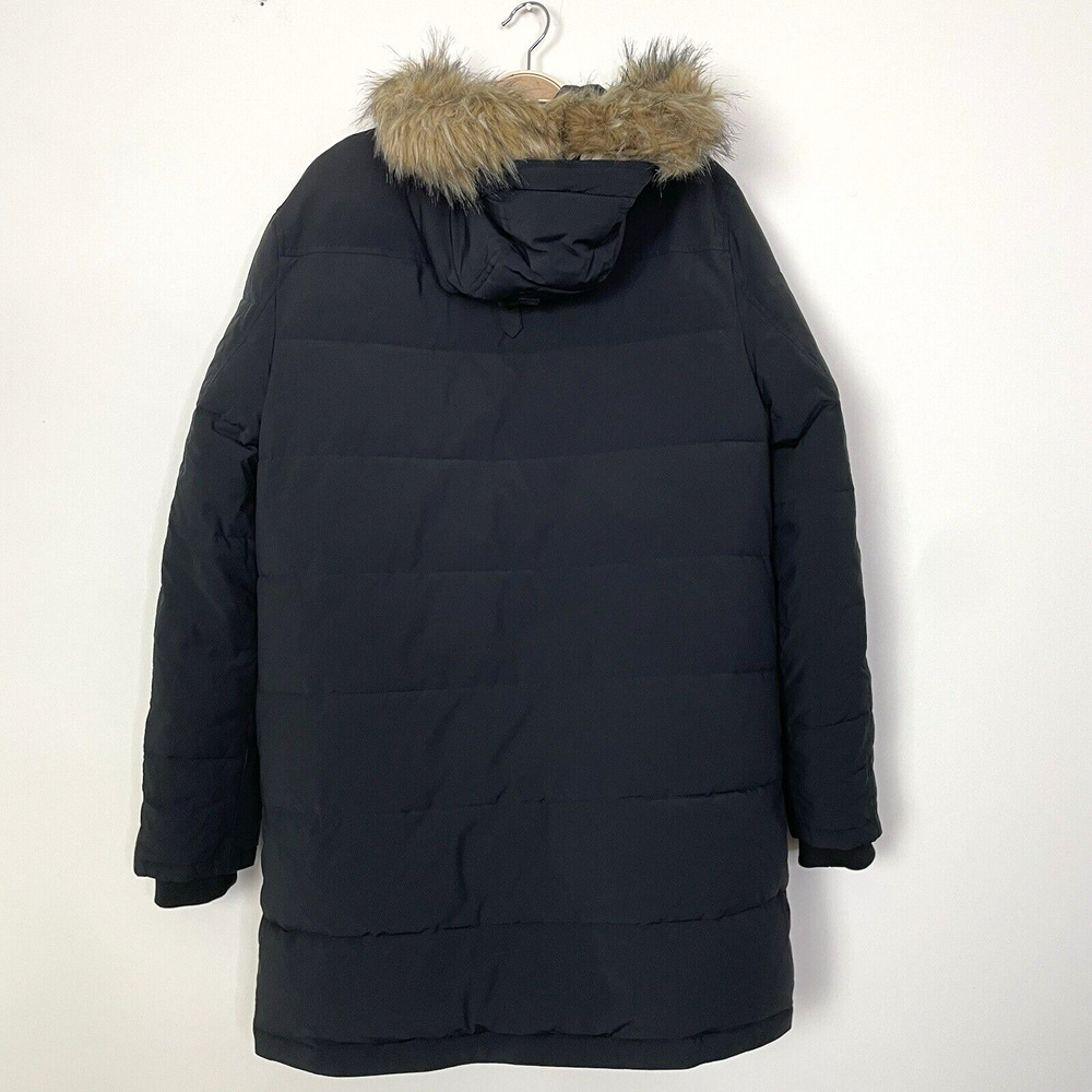 Express Womens‎ Puffer Coat Faux Fur Trim Hood Black Medium - Picture 2 of 11